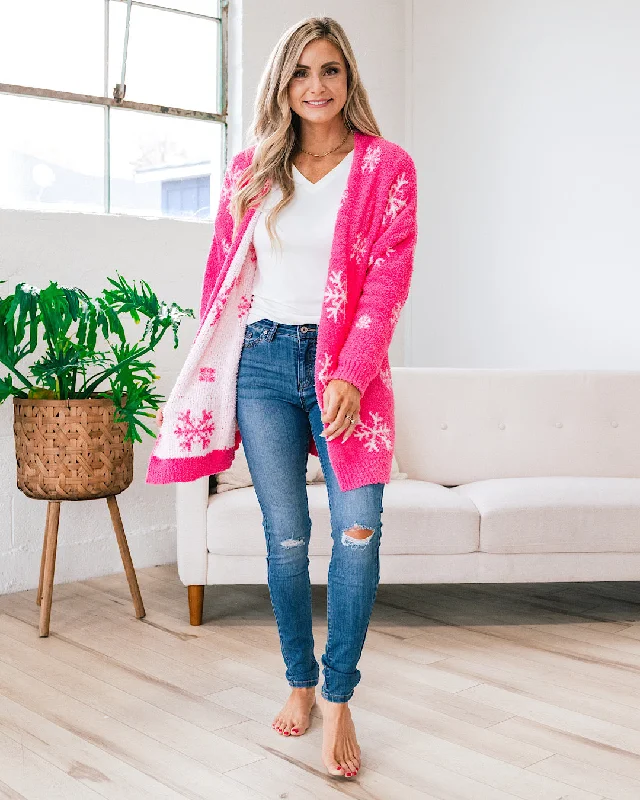 Pink Snowflake Super Soft Blanket Cardigan FINAL SALE