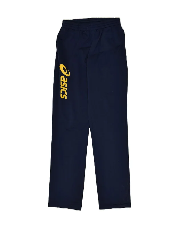 ASICS Womens Graphic Tracksuit Trousers UK 12 Medium Navy Blue Polyester