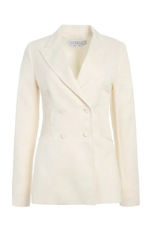 Brett Blazer in Ivory Textured Linen