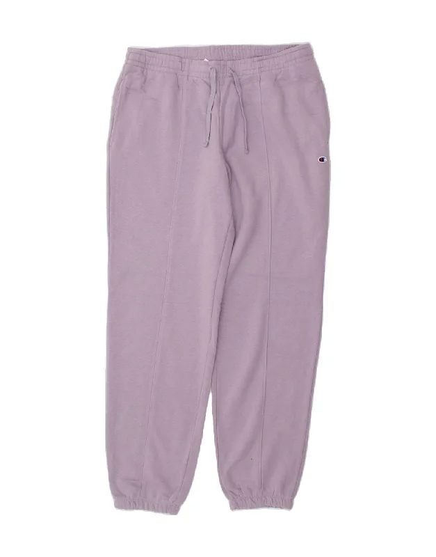 CHAMPION Womens Tracksuit Trousers Joggers UK 14 Large Purple Cotton