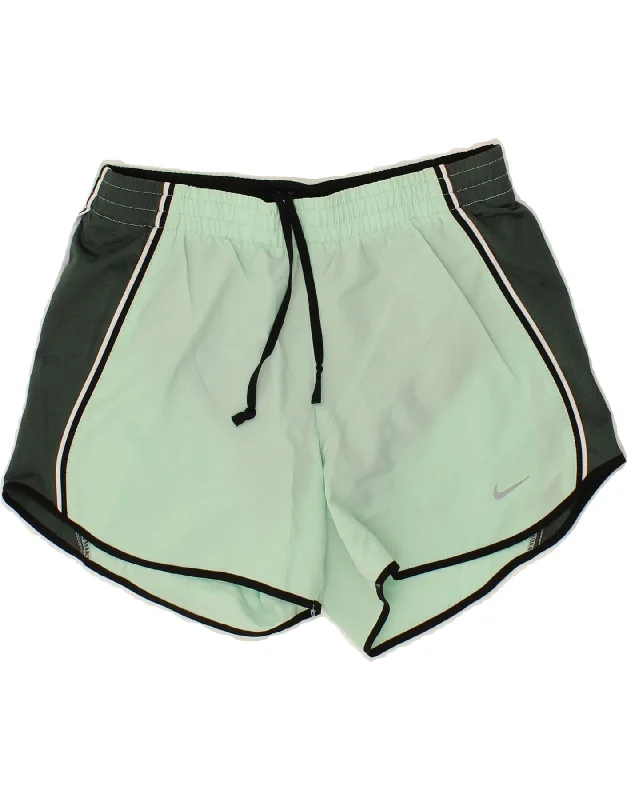 NIKE Womens Dri Fit Sport Shorts UK 6 XS Green Colourblock Polyester