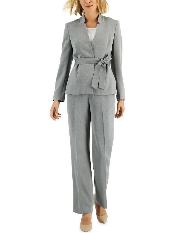 Petites Womens 2PC Herringbone Pant Suit