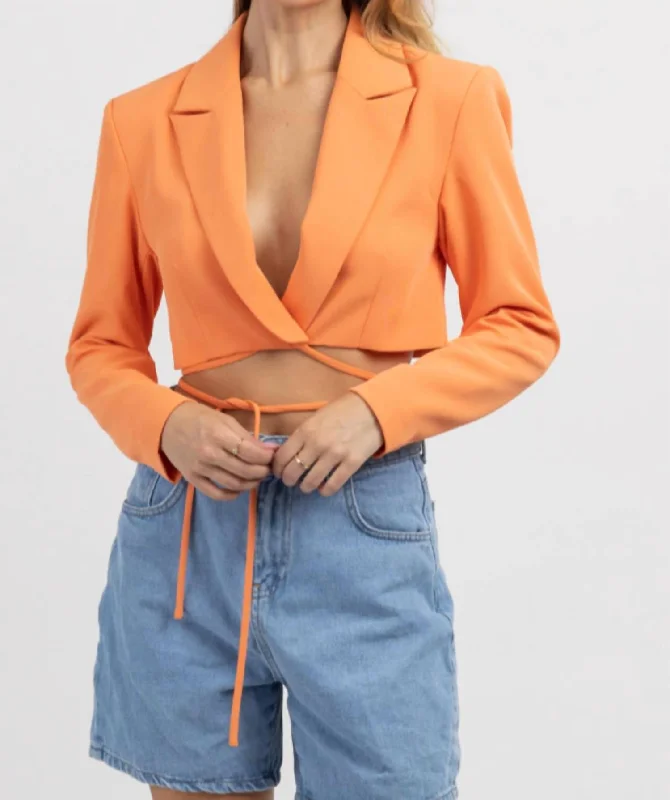 Soho Summer Wrap Blazer Top In Orange