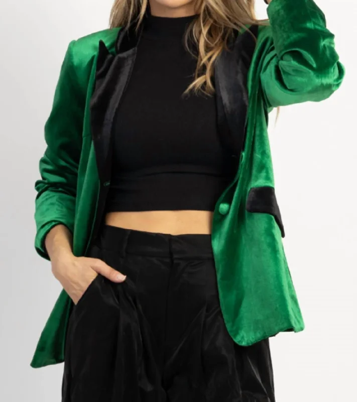 Velvet Collar Jacket In Margaux Green