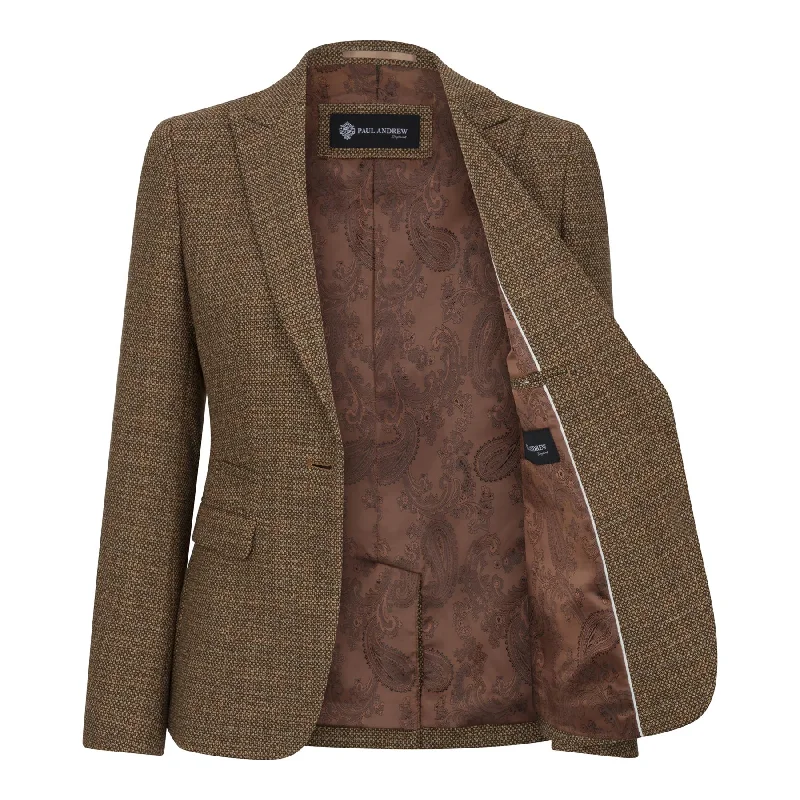 Women's Blazer Brown Tweed Tailored Fit Formal Jacket