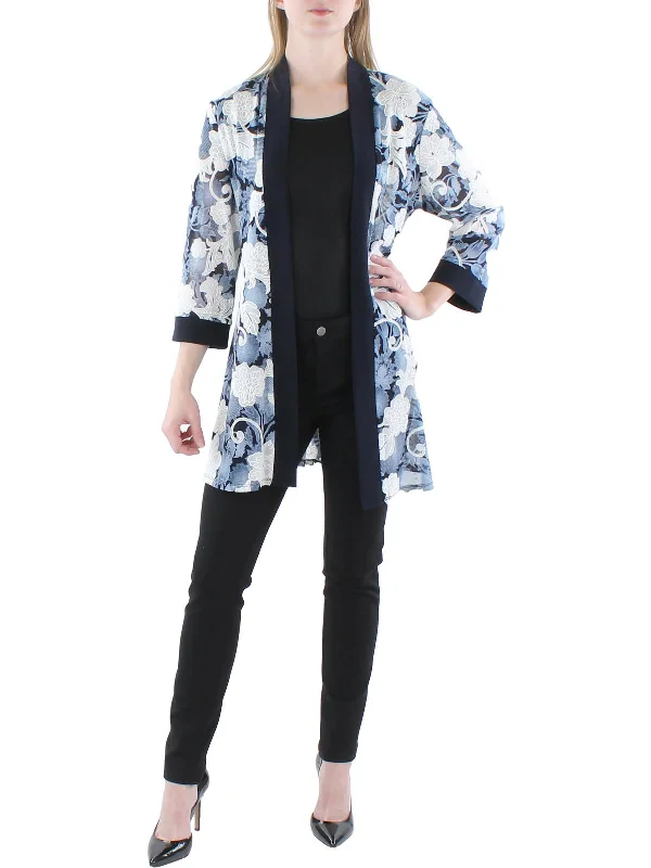 Womens Printed Cardigan Duster Blazer