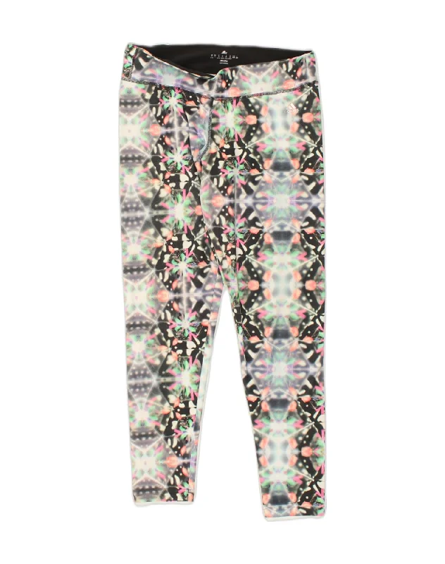 ADIDAS Womens Graphic Leggings UK 12-14 Medium Multicoloured Floral