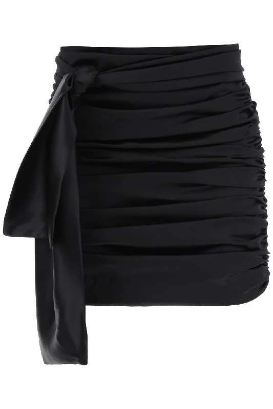 Dolce & gabbana ruched satin mini skirt F4CRCT FURAG NERO