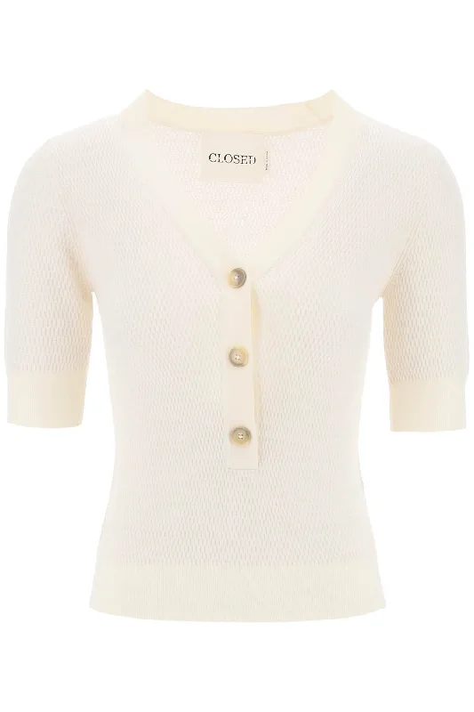 knitted top with short sleeves C96224 92M CR IVORY