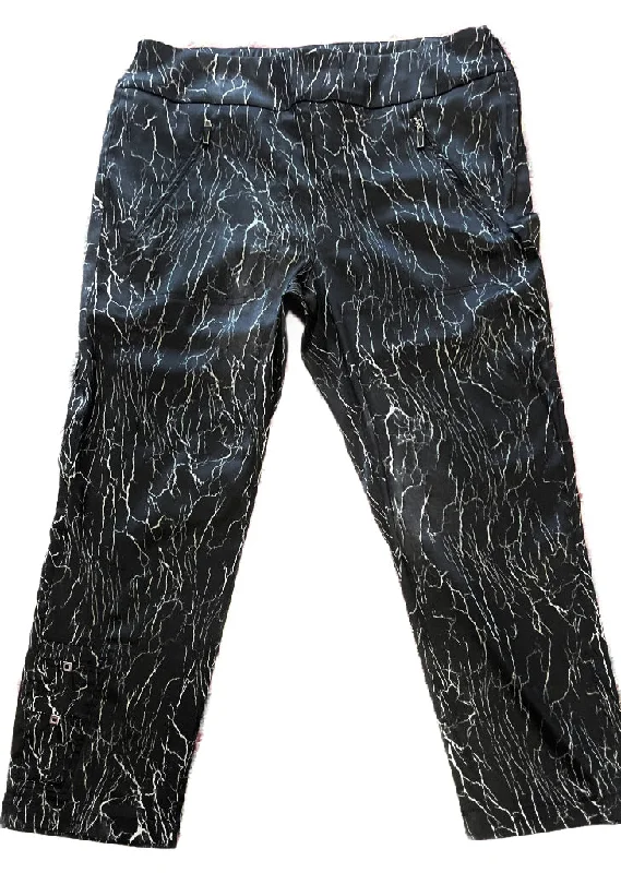 New Jamie Sadock Black & Gray Marble Print Golf Crop Pants Size 14 MSP$120