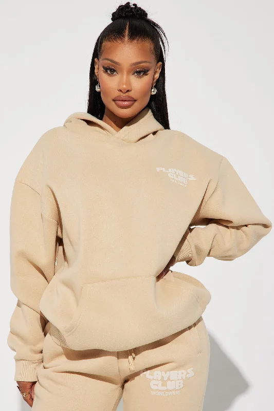 Players Club Puff Print Hoodie - Sand