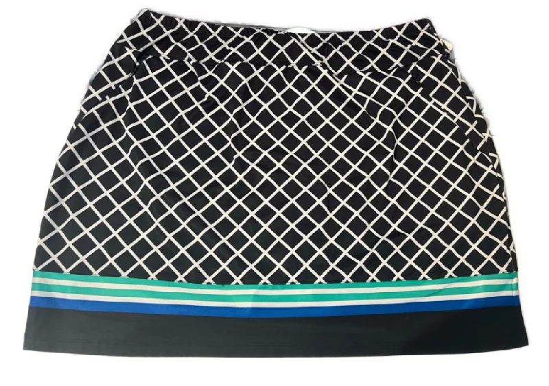 Tail Activewear Black & White Windowpane Skort with Bottom Stripes Size XL MSP$93