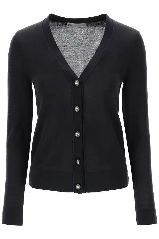 Tory burch 'simone' wool and silk cardigan 146283 BLACK